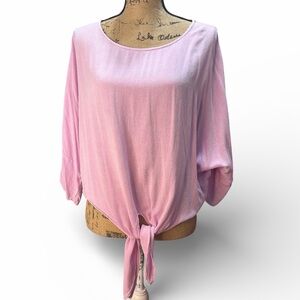 Umgee Light Pink Tie-Front Cropped Blouse. EC Size Small